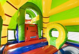 Order large inflatable air cushion with slide in crocodile theme for children