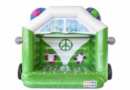 Inflatable bouncy castle standard with roof in hippy theme green for sale for children