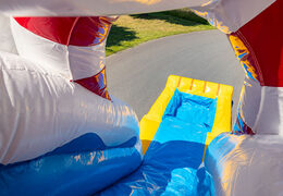 Inflatable air cushion with jumping section and rubber duck theme slide for sale for children