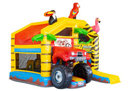 Buy inflatable multiplay bouncy castle with roof in amazon safari theme for children