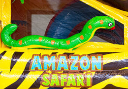 Inflatable air cushion with roof and slide in safari theme with 3d animals on top for sale for children