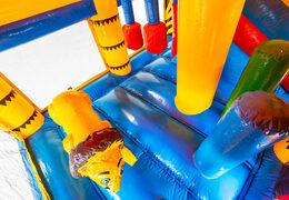 Inflatable bouncy castle with slide and roof in amazon safari theme for sale for children