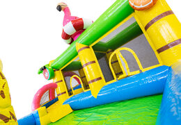 Flamingo themed bouncy castle for children. Buy inflatables online at JB Inflatables America