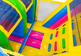 13 meter long Happy colors inflatable obstacle course for children. Order inflatable obstacle courses now online at JB Inflatables America