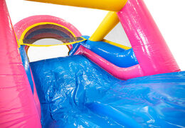 Obstacle course 13m long in theme Flamingo for children. Buy inflatable obstacle courses now online at JB Inflatables America