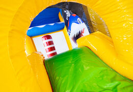 Inflatable bouncy castle in pirate theme with slide and play object for sale
