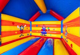 Inside bouncy castle in clown theme
