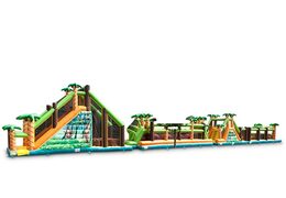 Large obstacle course bouncy castle with jungle theme