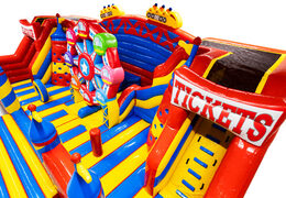 Inside of Slideworld in rollercoaster theme