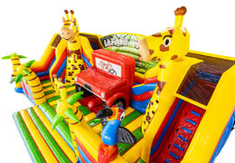 Giraffe palm tree parrot safari theme inflatable bouncy castle