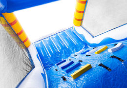 Modular obstacle course in surf theme with climbing wall