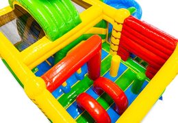 Inside inflatable castle with arches, pillars, and airbags for sale at JB