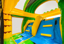 Climbing wall of Multiplay dubbelslide Safari Gorilla theme in blue yellow green