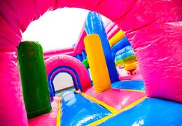 Inside of Bouncy Castle Dubbelslide Multiplay Blue Yellow Pink