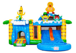 Multiplay Dubbelslide inflatable castle with two slides in summer party theme