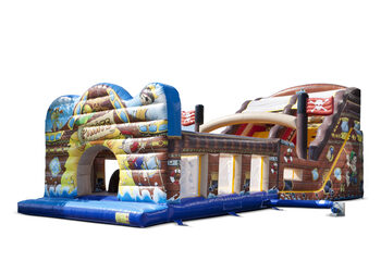Get your extra wide Pirates world slide with 3D obstacles for kids. Buy inflatable slides now online at JB Inflatables UK