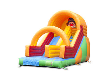 Buy a Clown slide with the cheerful colors and nice print on the back wall. Order inflatable slides now online at JB Inflatables UK