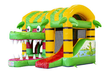 Buy a small indoor inflatable multiplay bouncy castle in a crocodile theme for children. Order inflatable bouncy castles online at JB Inflatables UK