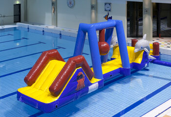 Buy Marine run inflatable water obstacle course with 3D dolphins and cool prints for both young and old. Order inflatable obstacle courses online now at JB Inflatables America