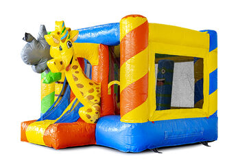 Buy mini multiplay party-themed bouncer with slide for children. Inflatable bouncers with slide available for sale at JB Inflatables UK