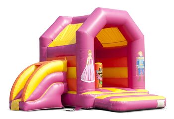 Midi inflatable multifun roofed bouncy castle in princess theme for sale. Buy bouncy castles at JB Inflatables UK online