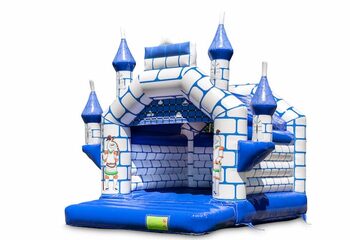 Buy standard blue castle bouncy castles with a knight theme for kids. Order bouncy castles online at JB Inflatables UK