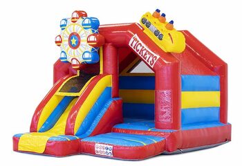 Slide combo inflatable bouncy castle in rollercoaster theme red for sale for kids
