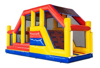 Red yellow blue obstacle course module base jump