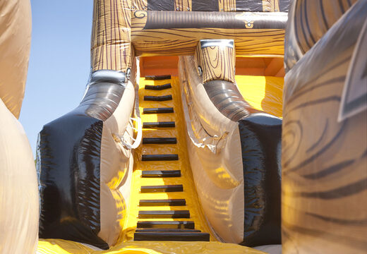 Buy the perfect inflatable slide in a striking pirate ship shape with cool 3D objects and full color prints for kids. Order inflatable slides now online at JB Inflatables UK