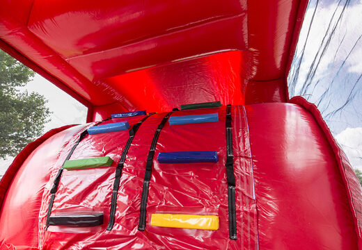 Buy an inflatable 8 meter obstacle course with 3D fire-themed objects for kids. Order inflatable obstacle courses now online at JB Inflatables UK