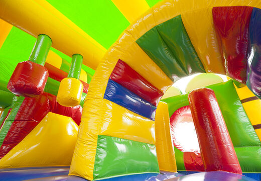 Medium inflatable multiplay bouncer with slide in crocodile theme for children. Order inflatable bouncers online at JB Inflatables UK