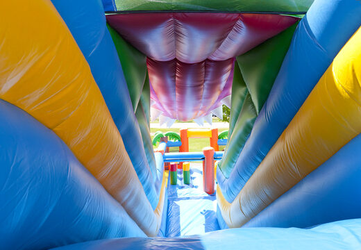 Inflatable multifunctional slide in crocodile theme with a splash pool, impressive 3D object, fresh colors and the 3D obstacles for kids. Buy inflatable slides now online at JB Inflatables UK