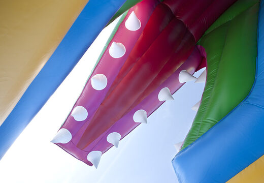 Order an inflatable multifunctional slide with a crocodile theme with a splash pool, impressive 3D object, fresh colors and the 3D obstacles for kids. Buy inflatable slides now online at JB Inflatables UK