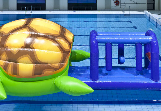 Order unique inflatable Obstacle Run in turtle theme with challenging obstacle objects for both young and old. Buy inflatable water attractions online now at JB Inflatables America