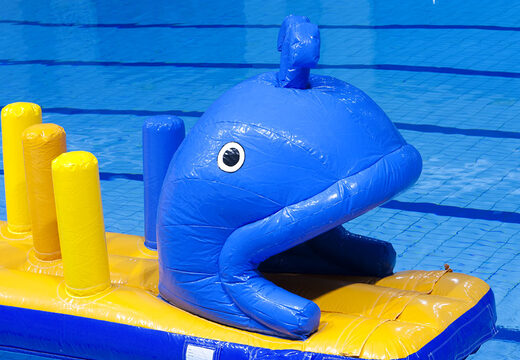 Inflatable whale run assault course with fun 3D obstacles for both young and old. Order inflatable obstacle courses online now at JB Inflatables America