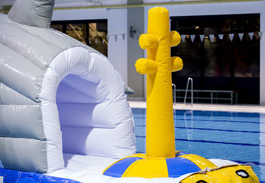 Storm track shark run 13 meters in unique design with funny 3D objects and no less than 2 slides for both young and old. Buy inflatable pool obstacle courses online now at JB Inflatables America