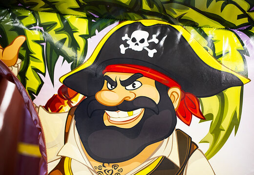 Order a mini pirate boat 9m inflatable obstacle course with 3D objects for children. Buy inflatable obstacle courses online now at JB Inflatables UK