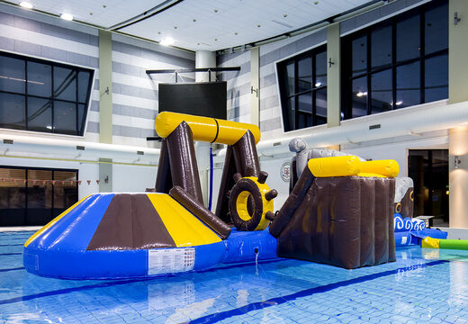 Buy an inflatable airtight pirate play island with a vine, climbing tower, round slide and obstacles for both young and old. Order inflatable pool games now online at JB Inflatables America