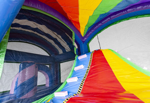 Unicorn themed bouncer with a slide for children. Buy inflatable bouncers online at JB Inflatables UK