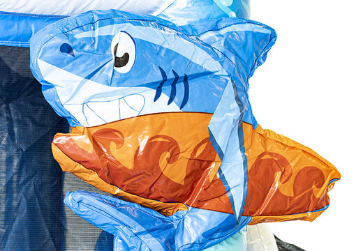 Mini inflatable multiplay bouncer in Seaworld theme with slide for children. Order inflatable bouncers online at JB Inflatables UK