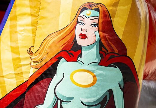 Order a small bouncy castle with roof in superhero theme for kids. Buy bouncy castles at JB Inflatables UK online