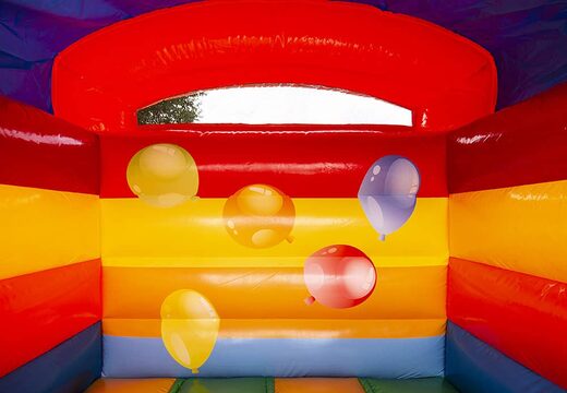 Small bouncy castle in festive party balloon theme for sale. Buy our bouncy castles at JB Inflatables UK online