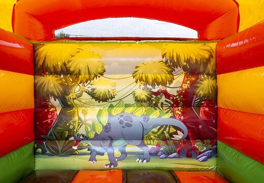 Small inflatable bouncer to buy in colourful dino theme. Bouncers available at JB Inflatables UK online