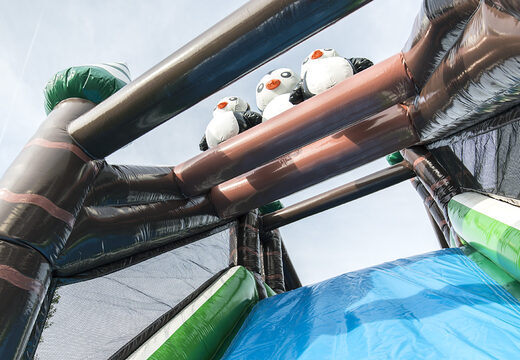 Buy a 17 meter wide winter themed inflatable obstacle course with 7 game elements and colorful objects for kids. Order inflatable obstacle courses now online at JB Inflatables UK