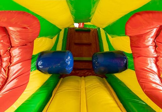 Order a Lion crawl tunnel bouncer with obstacles, a climbing ramp and a slide for kids. Buy bouncers online at JB Inflatables UK