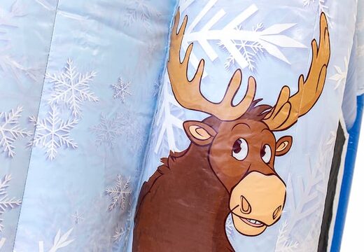 Buy indoor inflatable multiplay blue and white ice-themed bouncy castle with a slide and 3D objects for kids. Order bouncy castles online at JB Inflatables UK