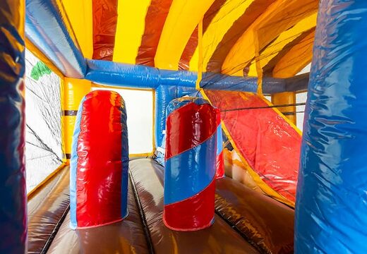 Pirate themed bouncer with a slide and 3D objects for kids. Buy bouncers online at JB Inflatables UK