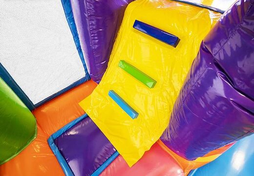 Hippie themed inflatable bouncer with slide with many colors for sale for kids