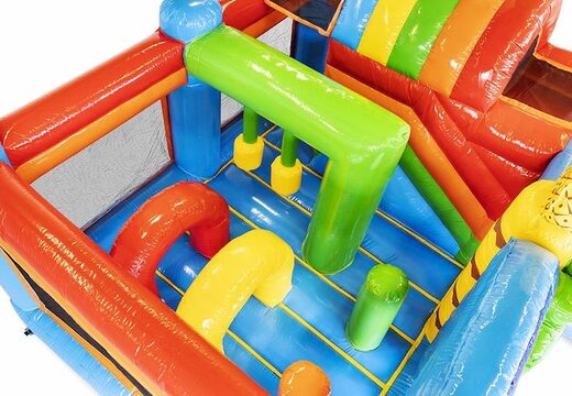 Order inflatable air cushion tropical theme with slides and objects in the cushion for children