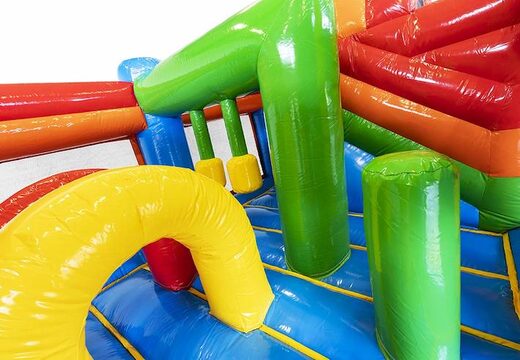 Tropical theme inflatable air cushion with slides and objects in the cushion for sale for children